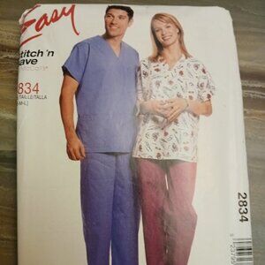 McCall's 2834 EASY Stitch n Save Scrubs sewing pattern size A S-M-L Pants & Top
